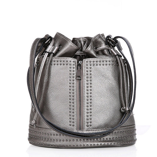 Bucket bag with rivets